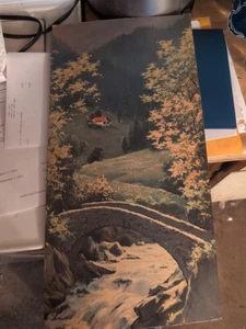 Vintage 24 x 12 Bild signiert Kann nicht lesen Malerlandschaft - Bild 1 von 2