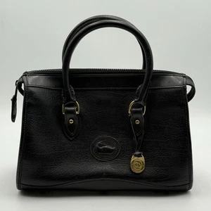 Vintage Dooney & Bourke Umhängetasche schwarz Leder gold - Bild 1 von 12