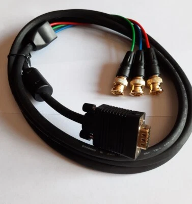 MATSUYAMA Câble Coaxial 2M VGA Sub-D 15 Goupille À 3 BNC HD TV Sat RGB Blindé Fiche Écran