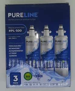NOS PURELINE Refrigerator Water Filter PL-500 3 Pack Frigidaire Kenmore - Picture 1 of 3