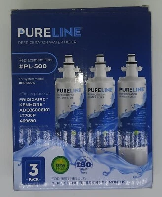 NOS PURELINE Refrigerator Water Filter PL-500 3 Pack Frigidaire Kenmore - Image 1 of 3