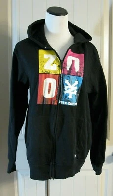 Zoo York Youth Hoodie Zip Front Hooded Sweatshirt Black w/ Graphics XL (20) EUC - Image 1 of 4