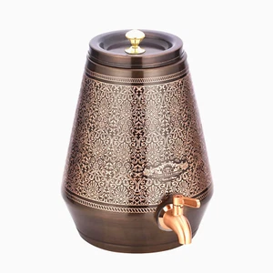 Embossed Copper Dispenser 5 litres Pot container Antique Pure Copper Dispenser - Picture 1 of 4