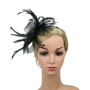 Headwear Hat Decor Women Feather Fascinator Headband Large Floral Hair Clip - Picture 1 of 14