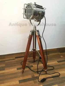 Nautical Spot Light Floor Lamp Handmade Wooden Tripod Marine Studio gift - Picture 1 of 4
