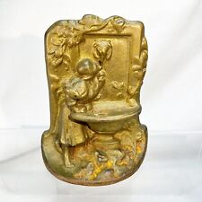 ONE Cast iron Bookend Paperweight Woman at the Lion Head Fountain