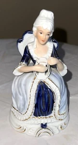 VTG ROYAL CALIFORNIA Lady On Chair Porcelain Figurine Victorian LYRE HARP 5.75" - Picture 1 of 5