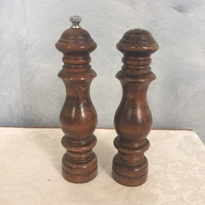 Vintage Woodcrest Styson Salt Shaker & Pepper Mill Japan Made Wooden, 7.5" - Picture 1 of 6