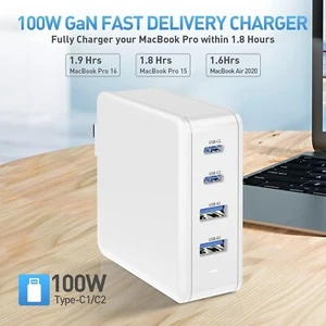 Cargador USB C 100W, Nexode 4 Puertos GaN PD Cargador de Pared Rápido Adaptador de Corriente - Imagen 1 de 24
