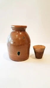 Rustic Clay Pottery Jar With Cork Lid 8"x5" "Earthen" Old World Look - Very Nice - Picture 1 of 9