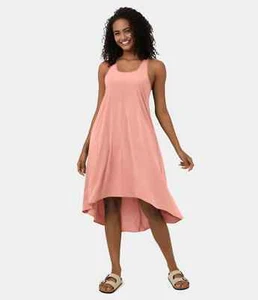 Halara Backless Racerback Side Pocket High Low Flowy Midi Quick Dry Dress Sz M - Picture 1 of 7