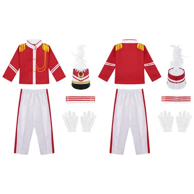 Kids Boys Girls Marching Band Drummer Costume School Parade Majorette Uniform  - Image 1 of 4