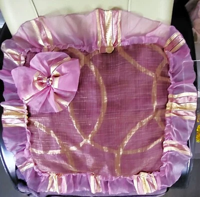 TELA ITALIANA HECHA A MANO BEIGE, ROSA, DORADO Funda de Almohada Bohemia TALLA 19 x 20.5" Foto 1 de 4