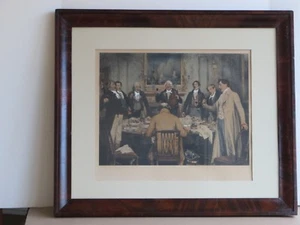 Walter Dendy Sadler Hand Colored Etching 'Birthday Party' Flaming Mahogany Frame - Picture 1 of 8