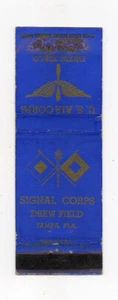 US Air Corps Signal Corps Drew Field Tampa FL Front Strike Matchbook Cubierta - Imagen 1 de 1