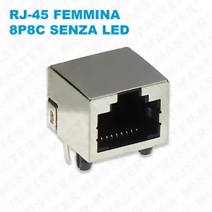 RJ-45 CONNETTORE ETHERNET A SALDARE PRESA FEMMINA 8 PIN A 90° SENZA LED 8P8C - Foto 1 di 3