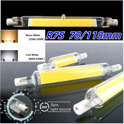 Halogen Lamp R7S LED COB 5/10/20W 110V Dimmable Glass Replace 118mm Incandescent - Image 1 of 4
