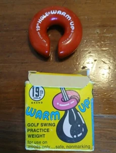 Vintage 19. Loch gewichteter Golfschwung Aufwärmen rot Übungsschläger Gewichtstrainer - Bild 1 von 2