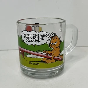 Vintage 1980 McDonalds Garfield Glass Coffee Mug Odie Teeter Totter Jim Davis - Picture 1 of 7