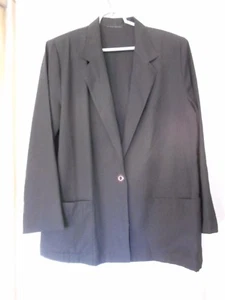 Size 14 Womens Black unLined Blazer Jacket Patch pockets - Picture 1 of 6