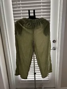 Zara Pants Woman’s Small Trafaluc Green Drawstring Waist Wide Leg Velvet Fabric - Picture 1 of 7
