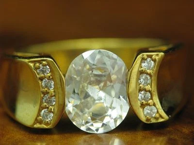 925 Sterling Silber Ring mit Zirkonia Besatz / Vergoldet / RG 57 / 7,8g - Bild 1 von 3