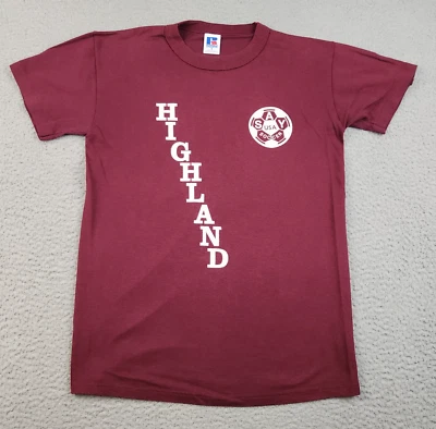 Vtg 90's USA Made Soccer Shirt Youth Small Burgundy Highland #10 Single Stitch - Image 1 of 4