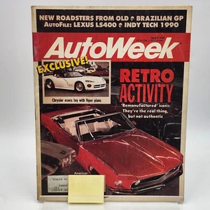 AutoWeek April 2 1990 Magazine Retro Activity Issue Chrysler Dodge Viper - Picture 1 of 1