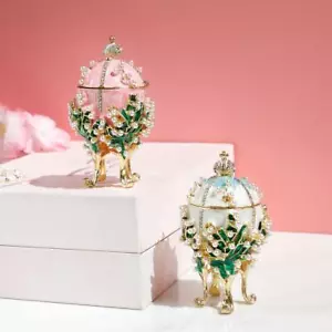 Scatola Gioielli Metallo Multicolore Uovo Fabergé Scolpito Smalto Romantico Piccolo Regalo - Foto 1 di 26