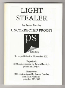 James Barclay LIGHT STEALER First edition Advance Proof Copy Ltd. Raven Fantasy - Picture 1 of 2