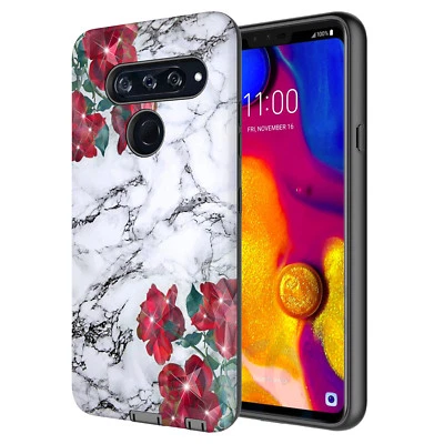 For LG V40 ThinQ Hybrid Dual Layer Slim Laser Glitter Sparkle Graphic Case - Image 1 of 4