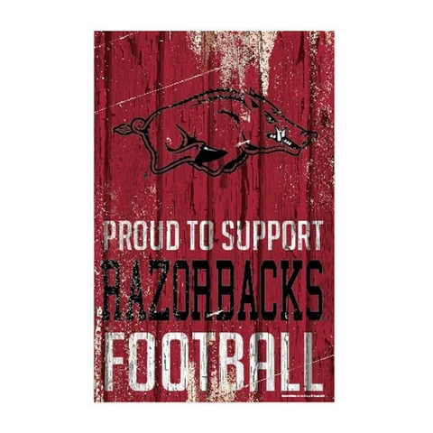 Arkansas Razorbacks 11"x17" Proud to Support Wood Sign [NEW] NCAA Banner Wall Cover