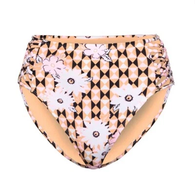 NO BOUNDARIES Women’s XL (15-17) High Waisted Bikini Bottom Black Pink Floral - Image 1 of 4