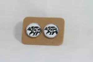 Pendientes (nuevos) MAMÁ OSO #1 - REDONDOS BLANCO Y NEGRO CON PLATA - POSTS - Imagen 1 de 1