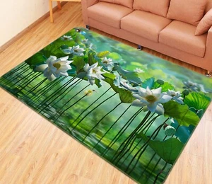 3D White Lotus G7276 Mat Elegant Photo Carpet Rug Erin 2023 - Picture 1 of 5
