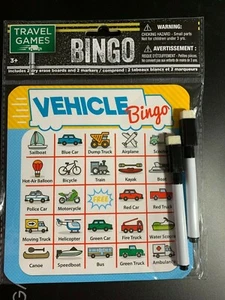 CAR TRAVEL GAMES ROAD BINGO DRY ERASE BOARD CARDS WITH MARKERS, 2 DESIGNS! NIP - Picture 1 of 10