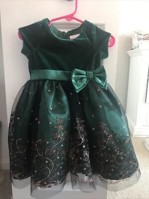 Vestido formal para bebé niña verde, negro y dorado talla 18 meses Foto 1 de 2