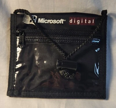 Vintage Microsoft Digital ID Trade Show Badge Holder w/ Lanyard~Xtra pockets  - Image 1 of 4