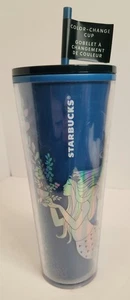 Starbucks 2021 Christmas Holiday Color Changing Tumbler Siren Mermaid Blue 24 oz - Bild 1 von 3