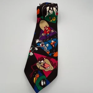 Cravatta vintage personaggi Looney Tunes insetti Daffy Taz Sylvester Marvin cravatta collo 62" - Foto 1 di 7