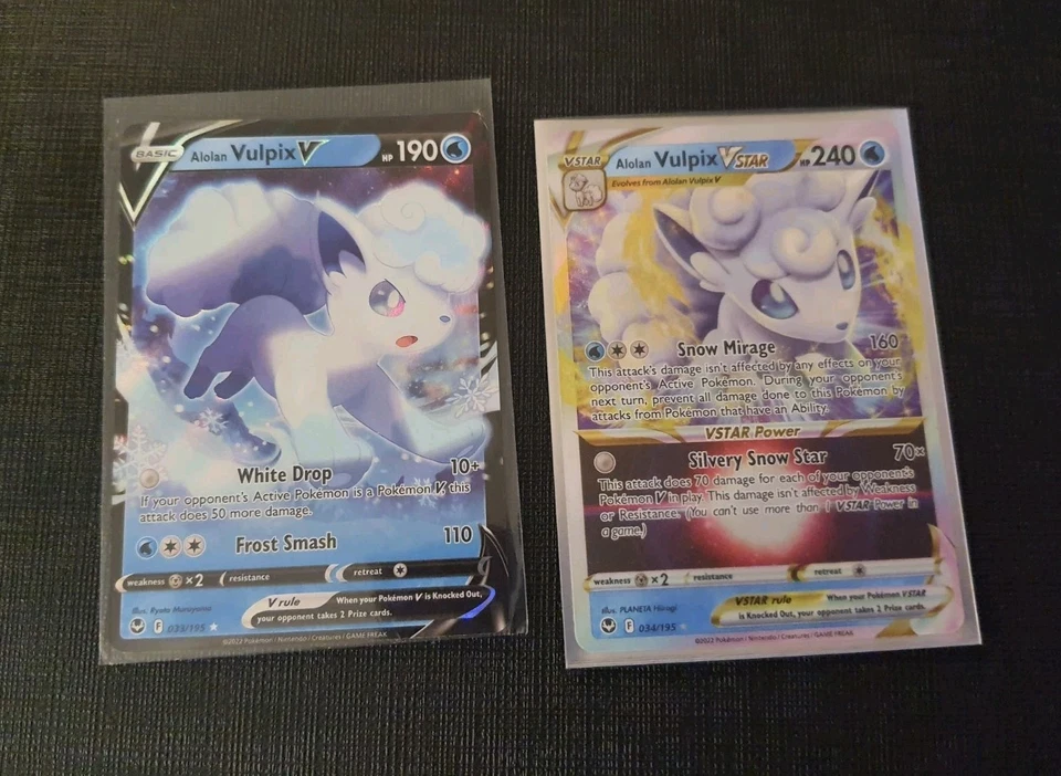 LP Alolan Vulpix V 033/195 & Vulpix VSTAR 034/195 Set Silver Tempest Pokemon TCG - Image 1 of 1