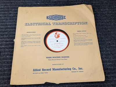 Vintage Smokey Bear Radio Transcription 16in Jelly Elliott Program 13 33 1/3 RPM - Image 1 of 4
