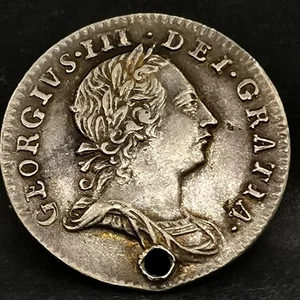 ANHÄNGER 3 PENCE 1762 925‰ GEORGE III VEREINIGTES KÖNIGREICH / GEBOHRT / SILBER - Bild 1 von 2