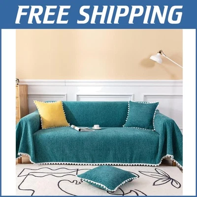 Funda de sofá antideslizante turquesa para sofá de 2 cojines - moderna y lavable (71"X118") Foto 1 de 4