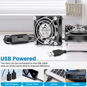 60mm X 10mm Usb Computer Fan 5V Wirh Speed Control Dc Brushless Cooling 2 Packs - Picture 1 of 13