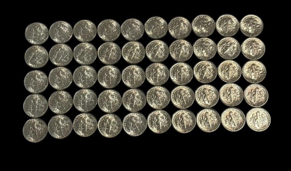  (50) ROLLO DE MONEDAS MONEDAS DE DIEZ CENTAVOS ROOSEVELT 1955 S ESTADOS UNIDOS ELECCIÓN MONEDAS DE ESTADO COMO NUEVAS Foto 1 de 4