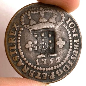 BRASILIEN 10 REIS 1752 GEGENSTEMPELT AUF 10 REIS/SCHILD - Bild 1 von 2