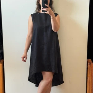 NWT BEACH HOUSE Black Linen Minimalist Sleeveless Shift Dress - Size L - Picture 1 of 5