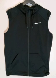 Nike Swoosh Dri-fit Men Black Athletic Sports Hoodie Vest Size M - Picture 1 of 9