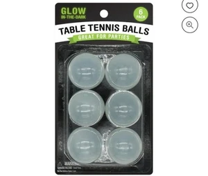 Tabletop Tennis Ball Plastic Glow-In-The-Dark Pk6 - Picture 1 of 4